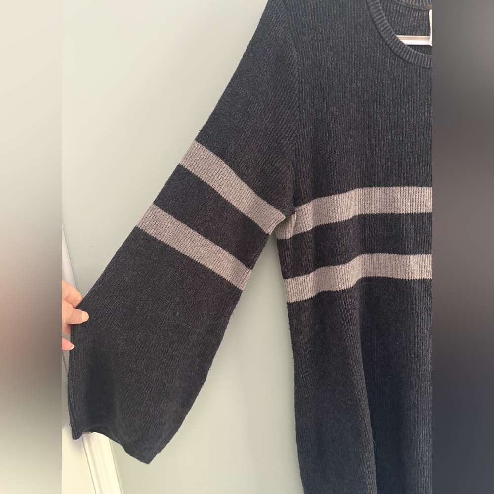 Free People Black and Gray Striped Mini Dress - Picture 6 of 14